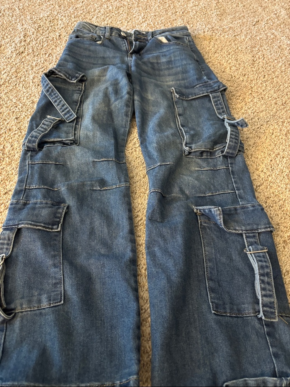 Disclosure Blue Washed Cargo Jeans Size 1/25 Ladies - Picture 3 of 7